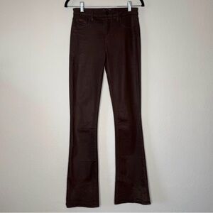 L’AGENCE Pants Selma Coated Baby Boot Brown High Waist Made in USA Size 27